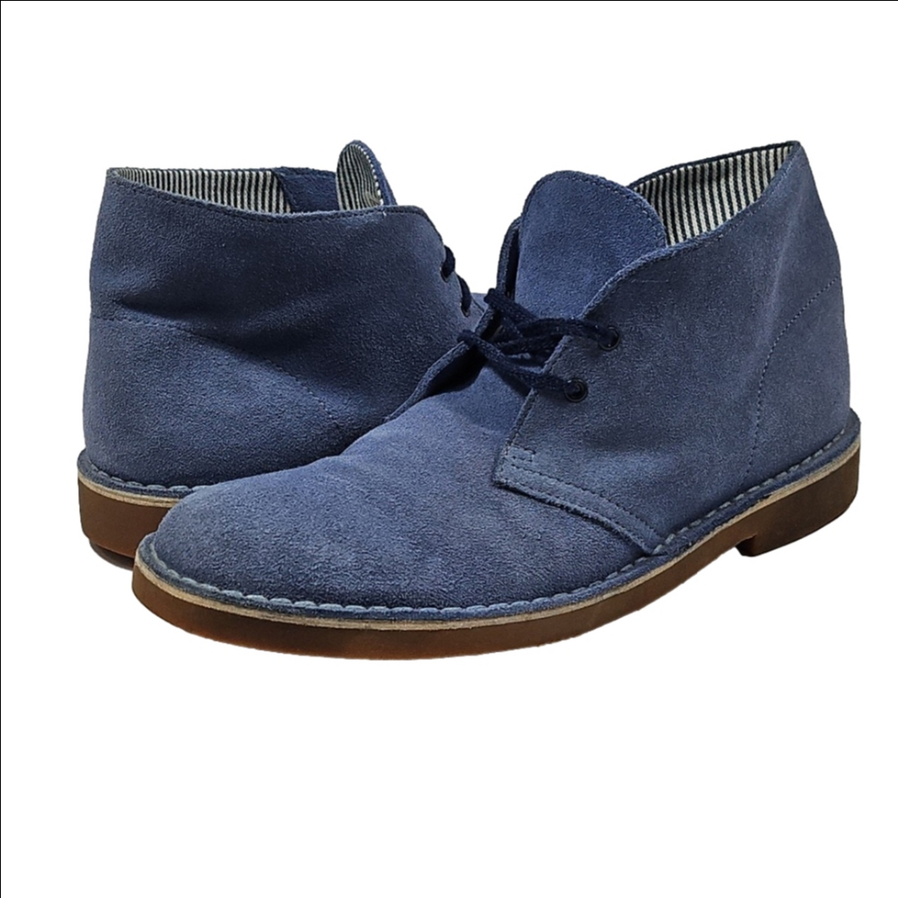 Clarks Bushacre 2 Dusty Blue Suede Leather Lace Up Desert Chukka Ankle Boot